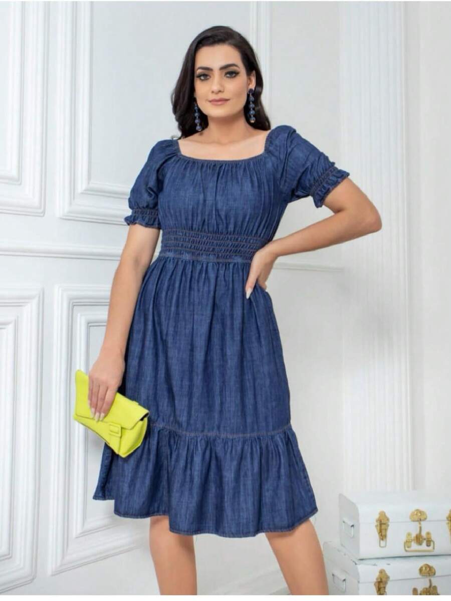 Women Dresses - 深色水洗藍 - 查看 1