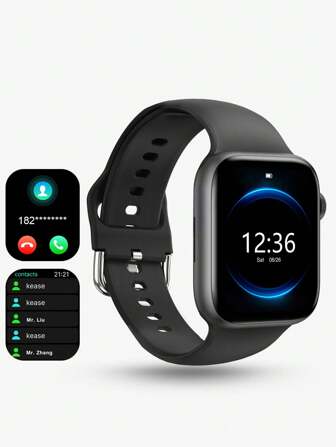 2.01" HD Full Screen Touch Silicone Strap Smartwatch For Men & Women, 250mAh Large Battery, Call Dial/Answer, Pedometer, Calorie, Multi-Sport Modes, Call & Message Alerts, Compatible With Android/IOS Phones