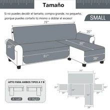 Funda de sofá en forma de L Funda de sofá impermeable, reversible, de fácil instalación, suave al tacto, resistente a las manchas. Perfecto para sala de estar, dormitorio, oficina y otros espacios. Especialmente indicado para lugares con mascotas como gatos y perros. Disponible en una variedad de tamaños. - Gris Oscuro - Ver 5