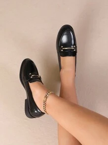 Zapatos de mujer de estilo británico, negro, mocasines vintage retro, zapatos planos de escote bajo para la primavera