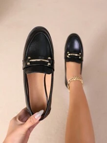 Zapatos de mujer de estilo británico, negro, mocasines vintage retro, zapatos planos de escote bajo para la primavera