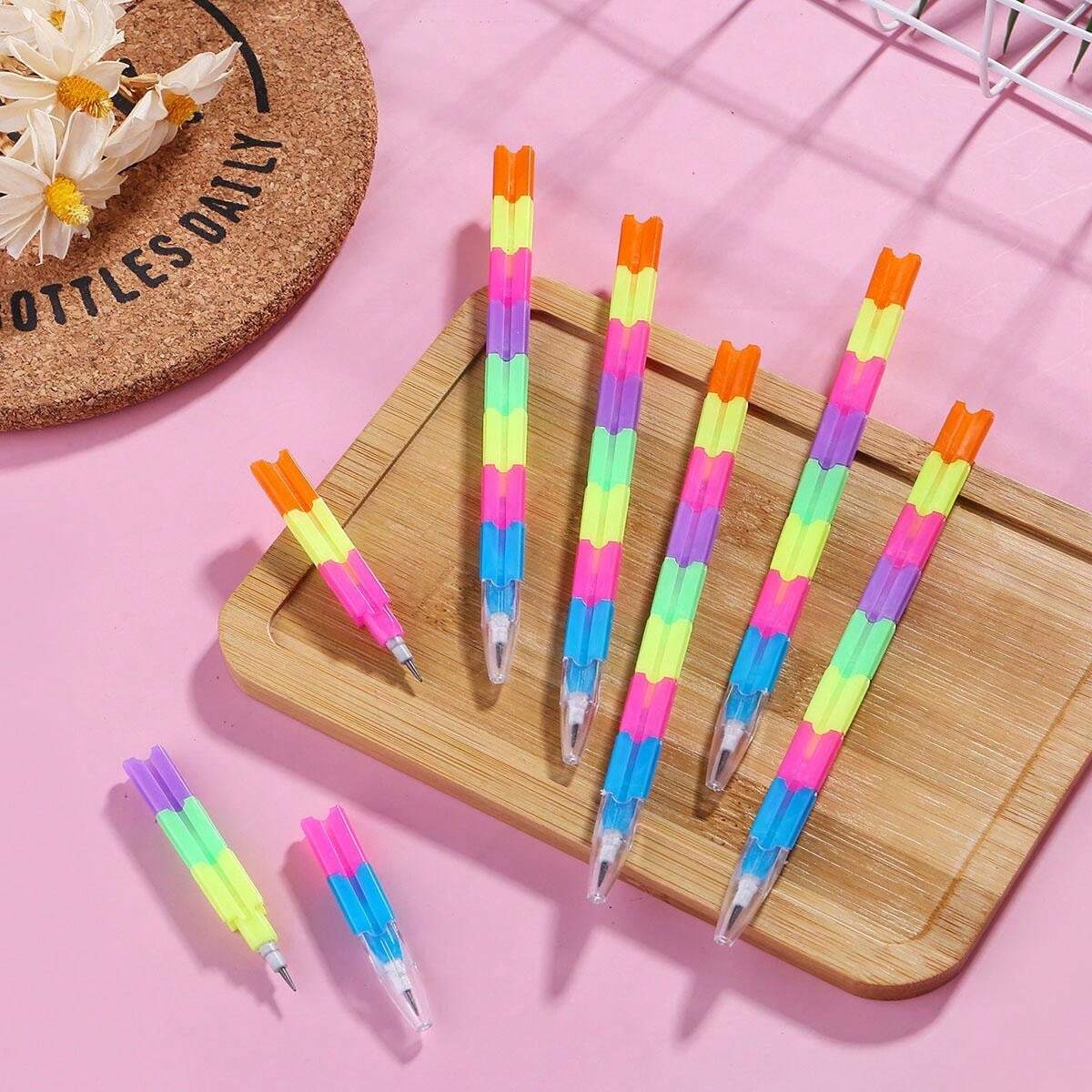 Lot De 15 Crayons Empilables Sans Taille - Mines Remplaçables, Effaçables, Transparents - 9