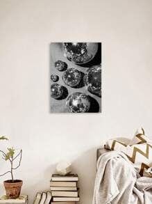 1pc, Party Canvas Decoration, Funny Disco Wall Arts, Idea Gift, Disco Ball Light Picture Poster Printing, Home Decor Painting For Living Room, Bedroom, Bar,Optional Frame