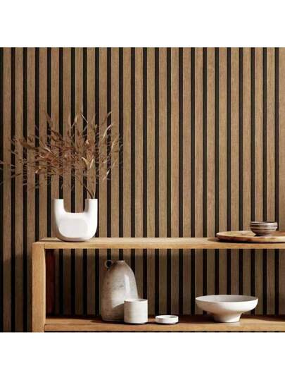 Roll Wood Stripe Self Adhesive Wallpaper Bedroom, Living Room, Shop Wand Removable, Waterproof, Soil Resistant, Noise Reduction, Luxe Looking, Flat Sticker Furniture Electric Appliances., Renovation Stickers Peel Panels, Paper, Wallpapers, ation Items Refresh Your Home, Rama