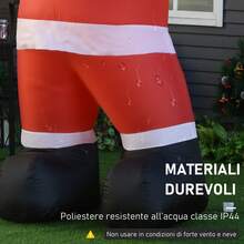 HOMCOM Babbo Natale Gonfiabile da Esterno 243cm, Addobbi Gionfiabili di Natale, Decorazione Natalizia con Bastoncino di Zucchero, 2 Luci a LED, Impermeabile IP44