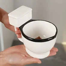 1 pieza, Taza de café de inodoro con caca adentro, tazas de café cerámicas de 350ml, tazas de agua novedosas y divertidas, vajilla para verano e invierno, regalos de cumpleaños, regalos navideños, regalos de Año Nuevo - Blanco - Ver 6