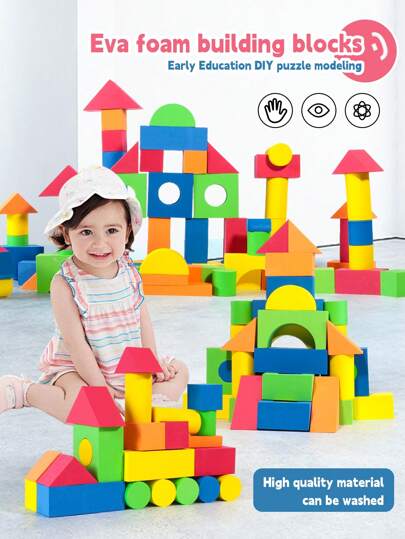 46/92pcs Foam Blocks , Creative Educational EVA Foam Block Toys , Children's Toys , Soft , Stackable Blocks , STEM Gifts For Boys/Girls , Random Colors , Thanksgiving/Christmas Gifts Room Decoration ,Foam Blocks Big ,Kid Toys ,Kids Bedroom,Foam Toy Brick Construction,Big Boy Room,Giant Wooden Tic Tac Toe