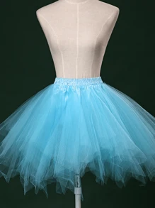 Une jupe tutu moelleuse pour femme, ourlet asymétrique, style princesse A-line, jupe en maille multicouche, sans cerceaux, jupe avec jupon, convient pour les festivals, les scènes, les banquets, les représentations, la tenue de cosplay, la jupe pour la fête des enfants, disponible en blanc, noir, rouge, rose, orange, bleu lac, vert fluorescent, Halloween