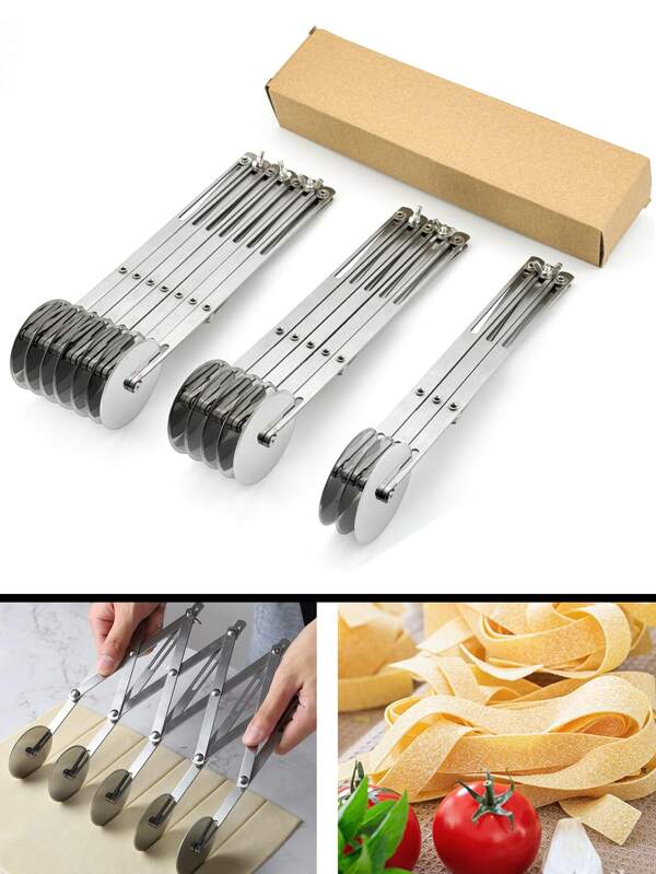 Cortador de pizza de acero inoxidable, con grosor ajustable, multifuncional para fideos, masa, pasteles