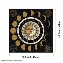 1入組月相卡牌桌布,星座占星圖轆紋掛毯,神諭壇布桌遊墊裝飾品 - 黑色 - 查看 2