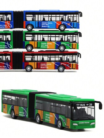 Modelo de autobús de aleación a escala 1:64 y autobús de dos pisos de lujo a escala 1:50 con música, juguetes de metal con función de retroceso, regalos para niños y vuelta al colegio