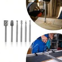 6pcs High Speed Steel Rotary File Set, Grinding & Polishing Tool For Diy Carpentry With Electric Rotary Tools - Silver - View 6