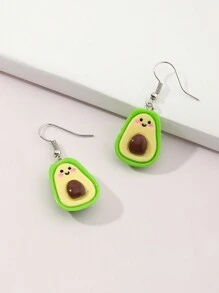 1pair Cute Avocado Shaped Earrings For Kids, Party Accessories, Children's Gift - Green - View 2