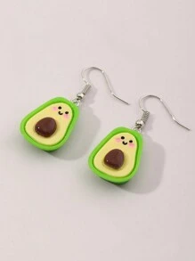 1pair Cute Avocado Shaped Earrings For Kids, Party Accessories, Children's Gift - Green - View 5