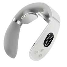 1入智能可充電頸部按摩器,可調節1-16級強度,帶熱功能,脈衝按摩適用於頸椎、肩膀和頸部,身體,家用便攜按摩器 - 白色 - 查看 1