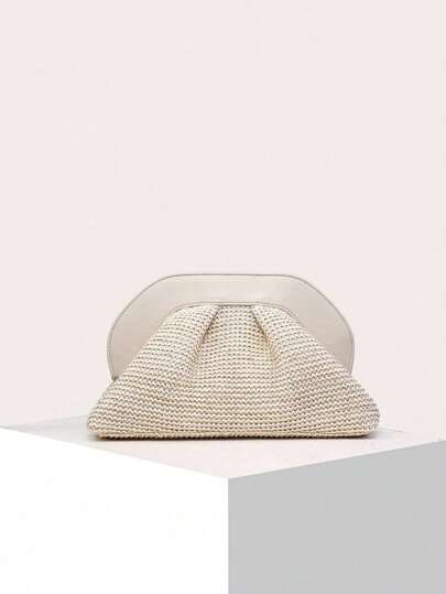 1pc Simple Street Style Retro Ruffle Imitation Woven Vacation Denim Cloud Clutch