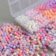 10 Grids/Pack Approx. 600pcs 6mm Colorful Round Beads With Pre-Drilled Hole Diy Jewelry Making Material Set For Bracelet, Necklace, Mobile Phone Chain, Box, Bag Decoration - Bronze - View 10