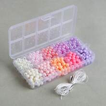 10 Grids/Pack Approx. 600pcs 6mm Colorful Round Beads With Pre-Drilled Hole Diy Jewelry Making Material Set For Bracelet, Necklace, Mobile Phone Chain, Box, Bag Decoration - Bronze - View 7