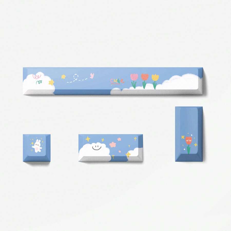 4 Keys PBT Keycaps Cherry Profile Dye-Sub Legends Space Bar 6.25U ESC Entre 4 Keys Custom Keycap Set For Gaming Mechanical Keyboard DIY Kit Desktop Computer Laptop Mechanical Keyboard Accessories Keyboards Caps - Clouds - View 1