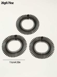 3pcs/Set Girls Fashion Plastic Knot Comb, Spring Comb And Hair Accessory Comb Set - Black - View 6