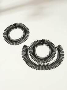 3pcs/Set Girls Fashion Plastic Knot Comb, Spring Comb And Hair Accessory Comb Set - Black - View 2