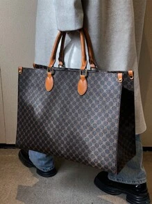 Bolso de mano vintage con patrón geométrico, Bolso de mano clásico, Bolso grande para mujer para el trabajo, bolso de mujer a la moda con estilo de dinero antiguo - Multicolor - Ver 2