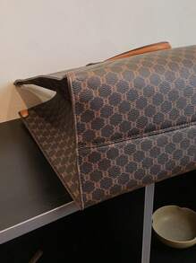 Bolso de mano vintage con patrón geométrico, Bolso de mano clásico, Bolso grande para mujer para el trabajo, bolso de mujer a la moda con estilo de dinero antiguo - Multicolor - Ver 6