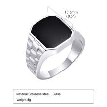 1pc Hip Hop Style Silver-Toned Square Band Cast Ring For Men