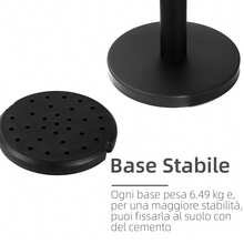 Outsunny Colonnine Separacode Colonnina Segnapercorso con Nastro, in Acciaio Inox, 200x32x90CM - nero - Visualizzare 7