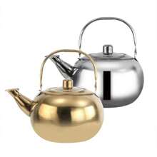 1pc Stainless Steel Linglong Kettle Large Capacity Tea Kettle Hotel Restaurant With Lid - Silver - View 4