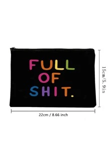 新款化妝品收納袋,彩色字母印花零錢袋,手持錢包,易於攜帶,適合作為禮物,方便旅行小物品收納,輕巧的化妝袋,旅行洗漱拉鍊袋 - 黑色 - 查看 3