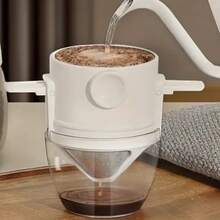 1pc Portable Pour Over Coffee Filter, Drip Coffee Maker For Office, Home & Travel, Stainless Steel, Collapsible,Heat-Resistant Handles, Reusable & Paperless - White - View 3