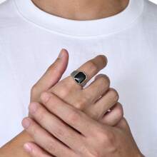 1pc Hip Hop Style Silver-Toned Square Band Cast Ring For Men