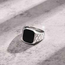 1pc Hip Hop Style Silver-Toned Square Band Cast Ring For Men