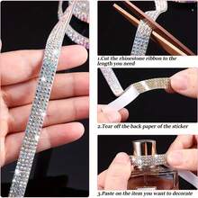 1 Rollo Cinta De Diamantes De Imitación De Cristal, Cinta Brillante De Diamante De Cristal Autoadhesiva, Cinta De Diamante De Imitación Con Strass, Cinta Diy De Decoración De Artesanía Para La Fiesta De Bodas - colores mezclados - Ver 4