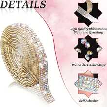 1 Rollo Cinta De Diamantes De Imitación De Cristal, Cinta Brillante De Diamante De Cristal Autoadhesiva, Cinta De Diamante De Imitación Con Strass, Cinta Diy De Decoración De Artesanía Para La Fiesta De Bodas - colores mezclados - Ver 3