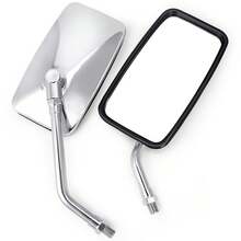 10mm Bolt Chrome Motorcycle Universal Handlebar Rear View Side Mirrors For Street Bike Cruiser Scooter Mirror(13.5cmX7cm) - Silver - View 3