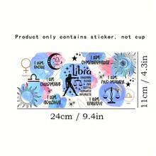 1pc Uv Dtf 過渡藍色星座符號12星座星空星系設計貼紙9.5英寸*4.3英寸適用於16盎司利貝t杯,天秤座diy套件過渡貼紙圖案玻璃杯水貼。玻璃貼紙防紫外線和耐高溫,具有立體感和實心感,安裝方便,尺寸為11x24cm(4.3in X 9.4in),產品不包括杯子 - 銅色 - 查看 3