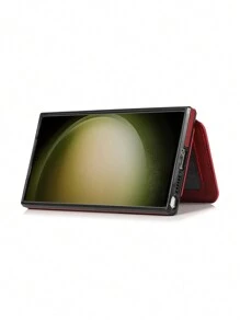 1入組磁式錢包卡片套,瘋馬紋理皮革後背,商務風格,適用於galaxy S24 Ultra - 紅色 - 查看 7