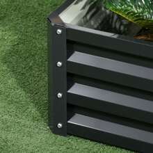 Outsunny Huerto Urbano de 2 Niveles Jardinera Exterior de Acero con Diseño de Escalera para Cultivos Plantas Medicina Herbaria Flores para Terraza Jardín 120x101x58 cm Gris Oscuro - Gris Oscuro - Ver 5