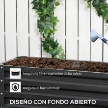 Outsunny Huerto Urbano de 2 Niveles Jardinera Exterior de Acero con Diseño de Escalera para Cultivos Plantas Medicina Herbaria Flores para Terraza Jardín 120x101x58 cm Gris Oscuro - Gris Oscuro - Ver 6