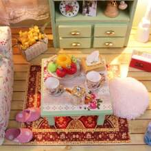 1pc Miniature Model House Kit, 3d Diy Craft House With Furniture, Slouchy Time Series, Mini Building Model, Birthday Gift, Home Decoration - White - View 6