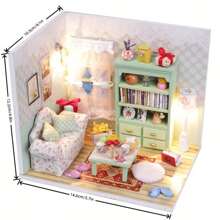 1pc Miniature Model House Kit, 3d Diy Craft House With Furniture, Slouchy Time Series, Mini Building Model, Birthday Gift, Home Decoration - White - View 4