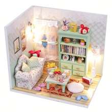 1pc Miniature Model House Kit, 3d Diy Craft House With Furniture, Slouchy Time Series, Mini Building Model, Birthday Gift, Home Decoration - White - View 3