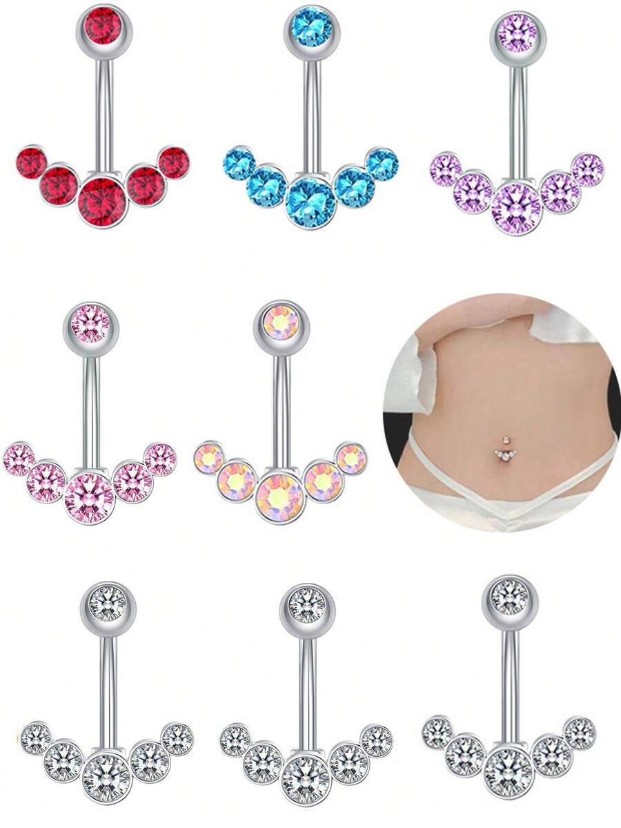 1件性感水钻肚脐环，百搭肚脐穿刺饰品礼品