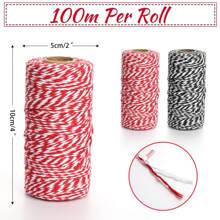 2 Rolls 200m Red And Black Wrapping Rope With 2mm Durable Twine For Gardening, Decoration, Cake And Pastry Box Binding, Handcraft And Gift Wrapping - Multicolor - View 2