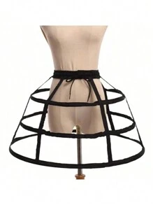 1pc Women Elastic Solid Petticoat, For Wedding Party - Black - View 3
