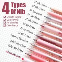 12Pack Pastel Gel Ink Pen Set, Cute Note Taking 0.5mm Fine Point Retractable 11 Pack Black Ink Pens With 1Pack Highlighter For Writing, School, Office - Pink - View 4