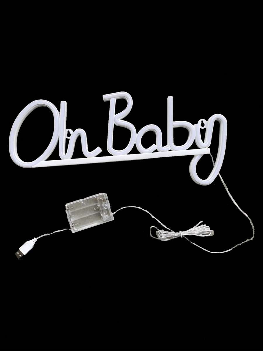 1pc Oh Baby Neon Light Wall Hanging Night Light, Powered By Battery Or