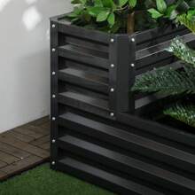 Outsunny Huerto Urbano de 2 Niveles Jardinera Exterior de Acero con Diseño de Escalera para Cultivos Plantas Medicina Herbaria Flores para Terraza Jardín 120x101x58 cm Gris Oscuro - Gris Oscuro - Ver 8